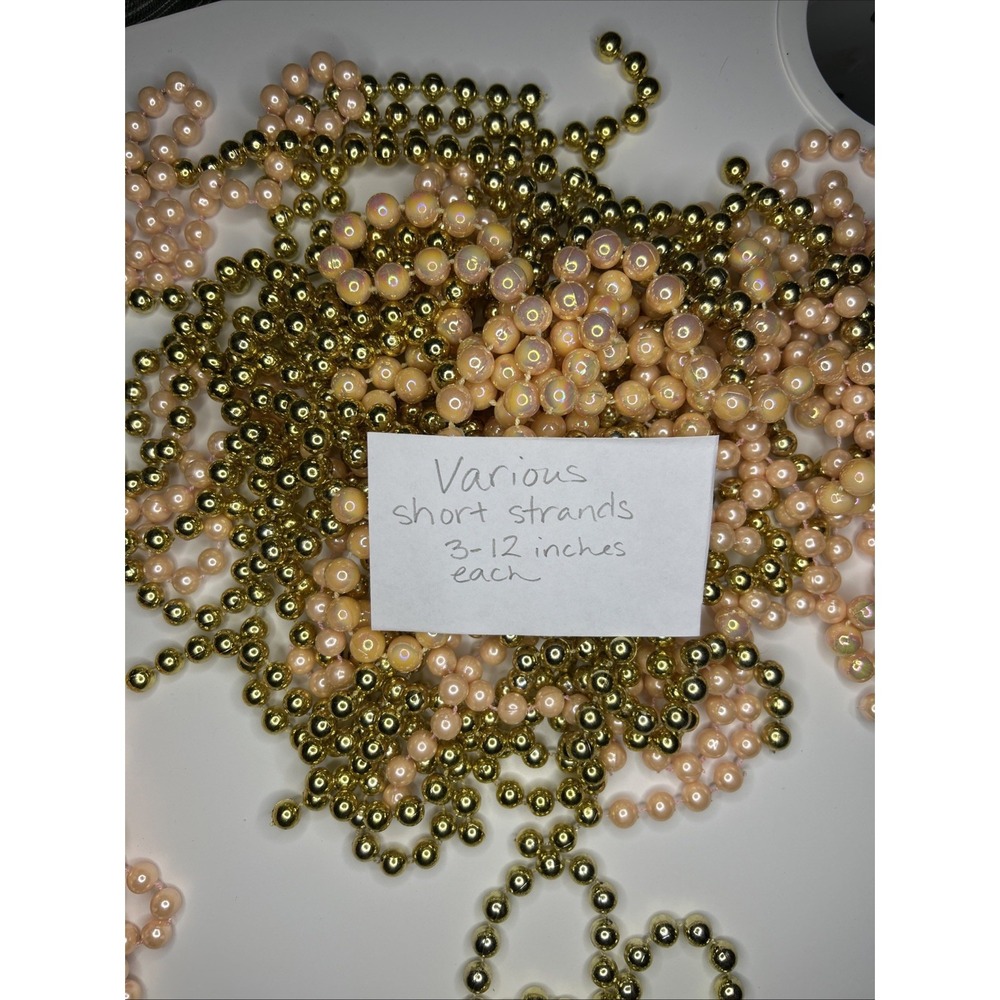 Vintage Bead Garland Pink & Gold & Iridescent Strands Various Lengths - Picture 8 of 8